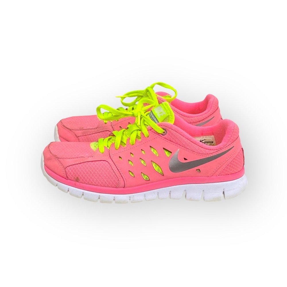 Nike ✔︎ Flex Run GS Running Shoes Sneakers ✔︎ Pink + Yellow ✔︎ 38 8M 6.5Y - Picture 6 of 16